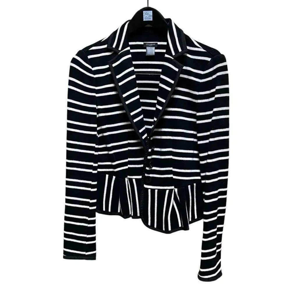 🌟Ann Taylor🌟Black White Striped Sweater Jacket
